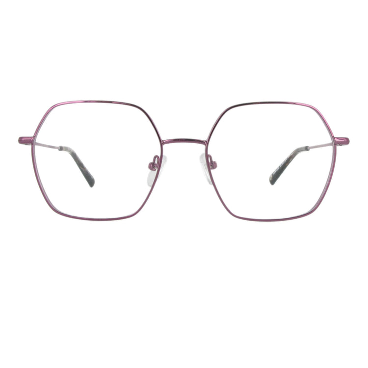 Elegante Metallbrille in purple shiny color in femininem Design und eckiger Form.